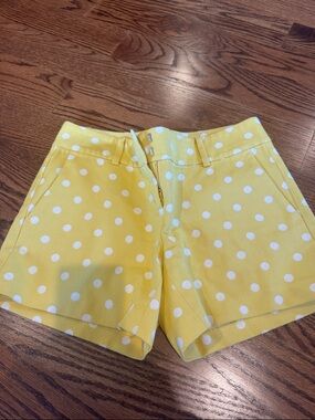 Ann Taylor Yellow White Polka Dot Bermuda Shorts